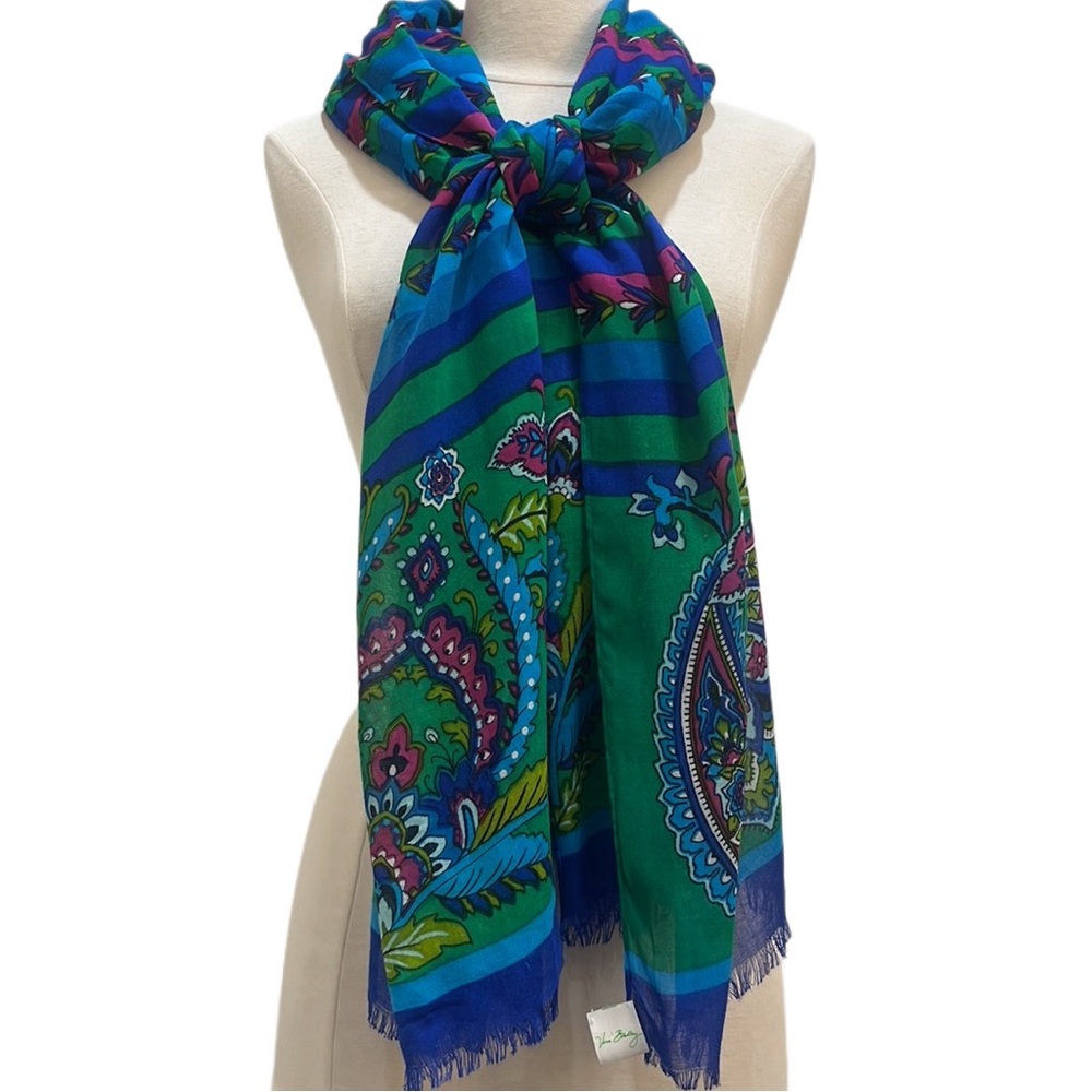 Vera Bradley blue and green paisley print scarf
